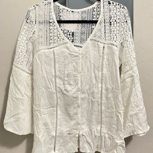 -SOLD- Lacy Button-Up White Blouse